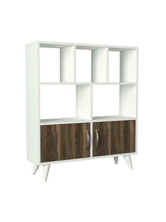Bookcase Symi White-dark Brown 90x22x105cm