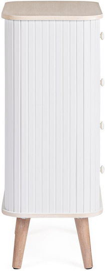 Wooden Bedroom Chest Of Drawers Vesly White 45x30x75.5cm