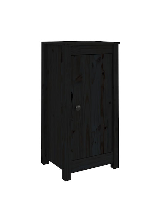 Living Room Display Cabinet Made of Solid Wood Black 40x35x80cm