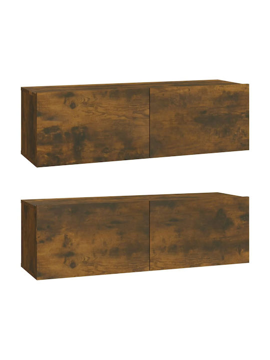 Wandvitrine Wohnzimmer aus geräucherter Eichenholz 100x30x30cm