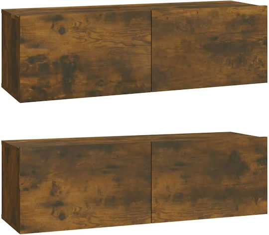 Wall-Mounted Living Room Cabinet made of Particle Board Oak 100x30x30cm