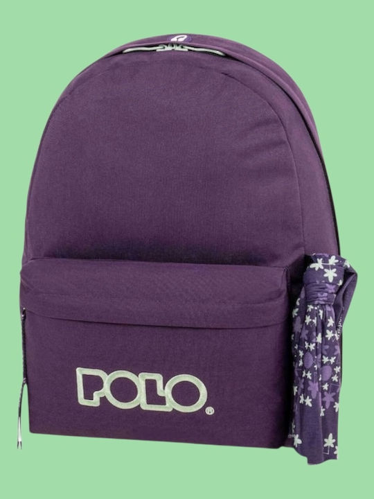 Polo Original Scarf Σχολική Τσάντα Πλάτης Γυμνασίου - Λυκείου Μωβ με Θήκη για Παγούρι 20lt 2024