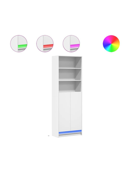Bibliothek mit LED White 69x32.5x200cm
