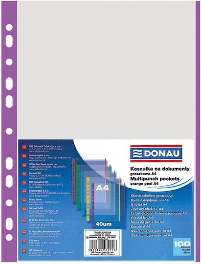 Donau Plastic Sleeves for Film A4 with Holes and Reinforcement 100pcs