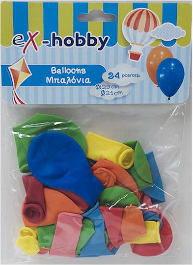 Set of 24 Balloons Latex Multicolored 24cm (Μiscellaneous colours)