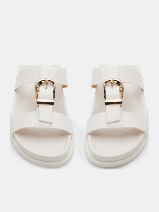 Sandale Casual Damă Flatforme Albe