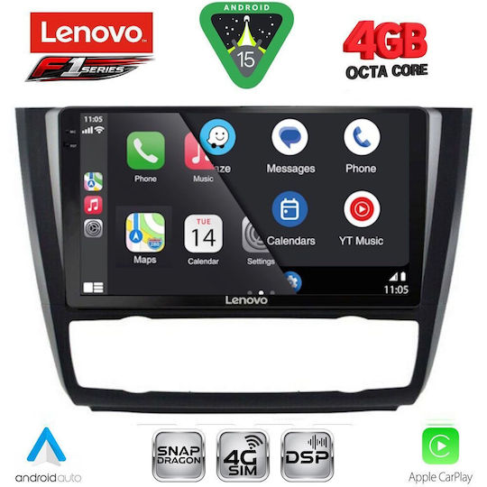 Lenovo Car Audio System for BMW Series 1 2004-2013 with Clima Bluetooth USB WiFi GPS Apple CarPlay Android Auto with 9" Touch Screen