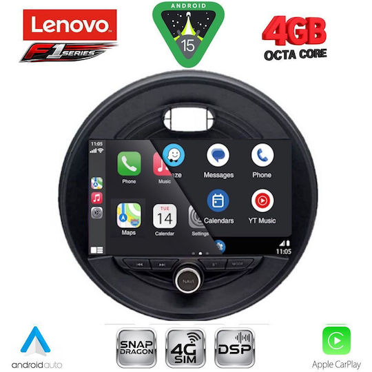 Lenovo Ηχοσύστημα Αυτοκινήτου για Mini Cooper / Clubman / Roadster / Countryman 2014-2019 (Bluetooth/USB/WiFi/GPS/Apple-Carplay/Android-Auto) με Οθόνη Αφής 9"