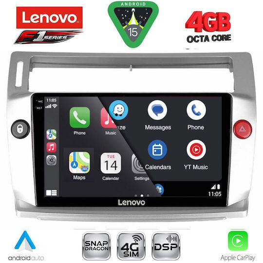 Lenovo Ηχοσύστημα Αυτοκινήτου για Citroen C4 2004-2011 (Bluetooth/USB/WiFi/GPS/Apple-Carplay/Android-Auto) με Οθόνη Αφής 9"
