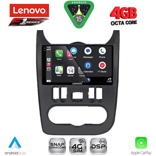 Lenovo Ηχοσύστημα Αυτοκινήτου για Renault Logan Dacia Duster / Logan / Sandero 2006-2012 (Bluetooth/USB/WiFi/GPS/Apple-Carplay/Android-Auto) με Οθόνη Αφής 9"