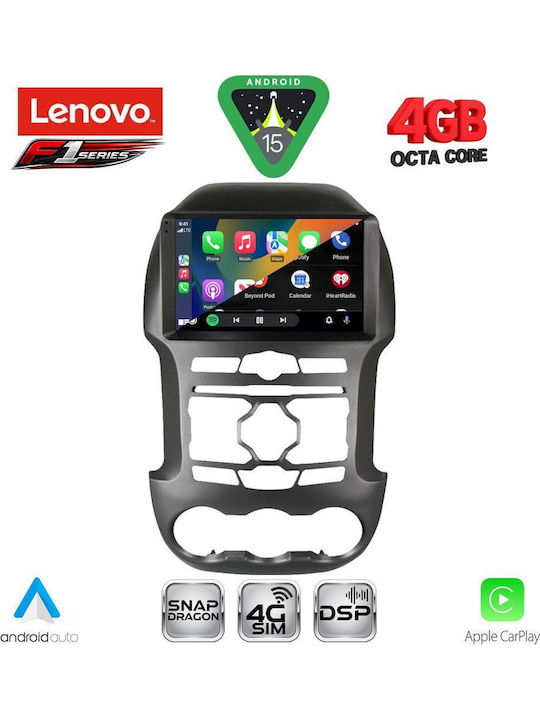 Lenovo Car Audio System for Ford Ranger 2011-2015 Bluetooth USB WiFi GPS Apple CarPlay Android Auto with 9" Touch Screen