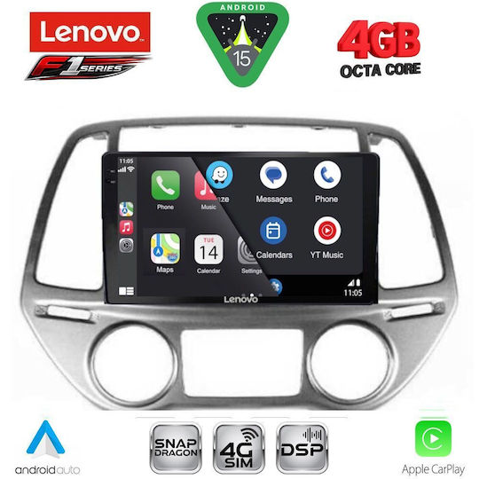 Lenovo Ηχοσύστημα Αυτοκινήτου για Hyundai i20 2008-2012 με Clima (Bluetooth/USB/WiFi/GPS/Apple-Carplay/Android-Auto) με Οθόνη Αφής 9"