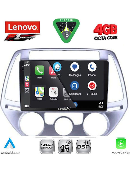 Lenovo Lenovo Auto-Audiosystem für Hyundai i20 2008-2012 mit A/C Bluetooth USB Eingebautes Wi-Fi GPS Apple CarPlay Android Auto mit Touchscreen 9 Zoll