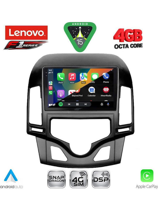 Lenovo Car Audio System for Hyundai i30 2007-2012 with Clima Bluetooth USB WiFi GPS Apple CarPlay Android Auto with 9" Touch Screen