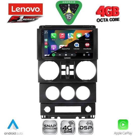 Lenovo Ηχοσύστημα Αυτοκινήτου για Jeep Wrangler 2006-2011 (Bluetooth/USB/WiFi/GPS/Apple-Carplay/Android-Auto) με Οθόνη Αφής 9"