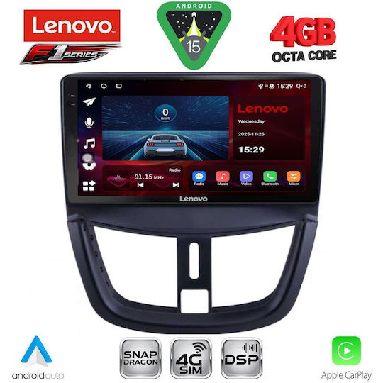 Lenovo Ηχοσύστημα Αυτοκινήτου για Peugeot 207 2007-2020 (Bluetooth/USB/WiFi/GPS/Apple-Carplay/Android-Auto) με Οθόνη Αφής 9"