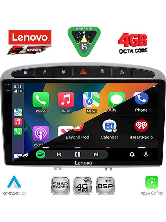 Lenovo Car Audio System for Peugeot 308 / RCZ 2007-2012 (Bluetooth/USB/WiFi/GPS/Apple CarPlay/Android Auto) with 9" Touch Screen