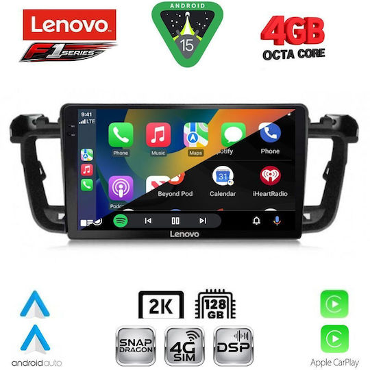 Lenovo Ηχοσύστημα Αυτοκινήτου για Peugeot 508 2010-2016 (Bluetooth/USB/WiFi/GPS/Apple-Carplay/Android-Auto) με Οθόνη Αφής 9"