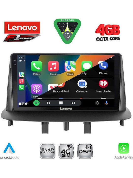 Lenovo Car Audio System for Renault Megane 2009-2016 Bluetooth USB WiFi GPS Apple CarPlay Android Auto with 9" Touch Screen