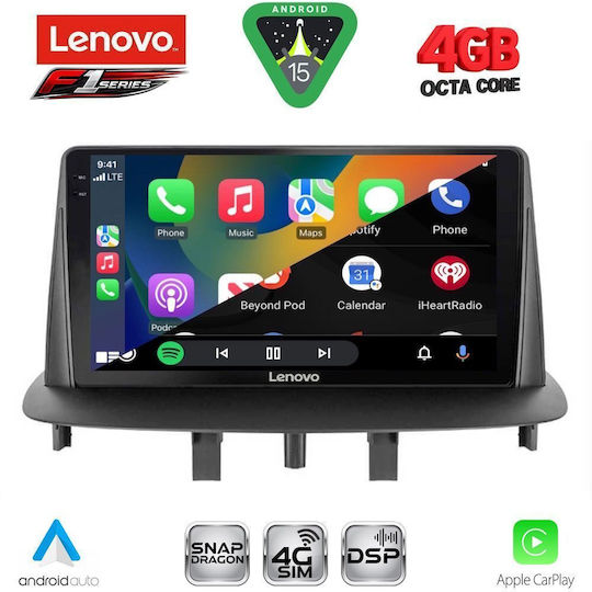 Lenovo Ηχοσύστημα Αυτοκινήτου για Renault Megane 2009-2016 (Bluetooth/USB/WiFi/GPS/Apple-Carplay/Android-Auto) με Οθόνη Αφής 9"