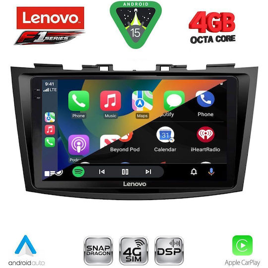 Lenovo Ηχοσύστημα Αυτοκινήτου για Suzuki Swift 2011-2016 (Bluetooth/USB/WiFi/GPS/Apple-Carplay/Android-Auto) με Οθόνη Αφής 9"