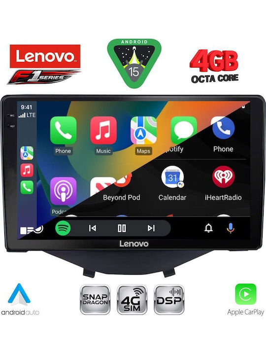 Lenovo Car Audio System for Toyota Aygo 2014-2022 with Clima Bluetooth USB WiFi GPS Apple CarPlay Android Auto with 9" Touch Screen