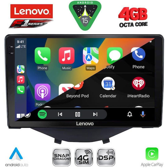 Lenovo Car Audio System for Toyota Aygo 2014-2022 with Clima Bluetooth USB WiFi GPS Apple CarPlay Android Auto with 9" Touch Screen