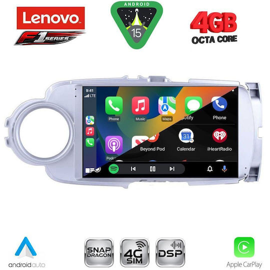 Lenovo Ηχοσύστημα Αυτοκινήτου για Toyota Yaris 2011-2015 (Bluetooth/USB/WiFi/GPS/Apple-Carplay/Android-Auto) με Οθόνη Αφής 9"