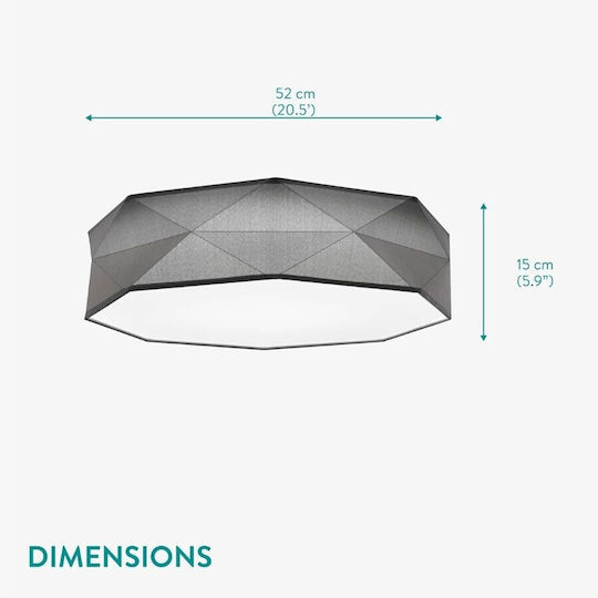 Navaris Plafonieră de Tavan 52 cm Gri cu LED Integrat și Telecomandă