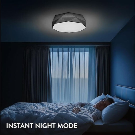 Navaris Plafonieră de Tavan 52 cm Gri cu LED Integrat și Telecomandă