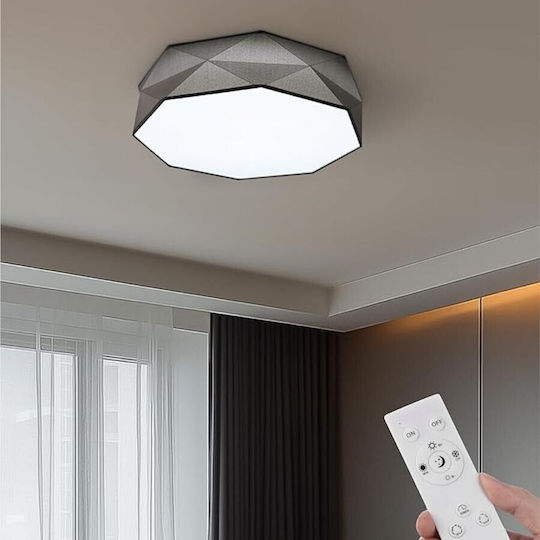 Navaris Plafonieră de Tavan 52 cm Gri cu LED Integrat și Telecomandă