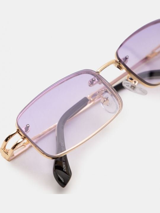 Luigi Unisex Sunglasses With Gold Metallic Frame And Purple Lens 4841342