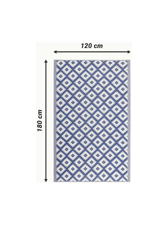 Jemidi24 Χαλί Εξωτερικού Χώρου Ορθογώνιο White/blue 120x180cm