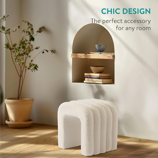 Σκαμπό Σαλονιού Επενδυμένο με Ύφασμα White 41x35x43εκ.