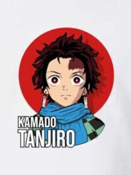 Kinderoberteile T-Shirts Weiß Kamado Tanjiro Illustration