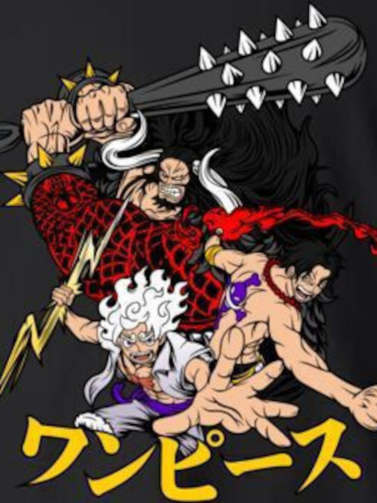 Kinderoberteile Kurzärmeliges T-Shirt Schwarz Legendäres Trio aus One Piece