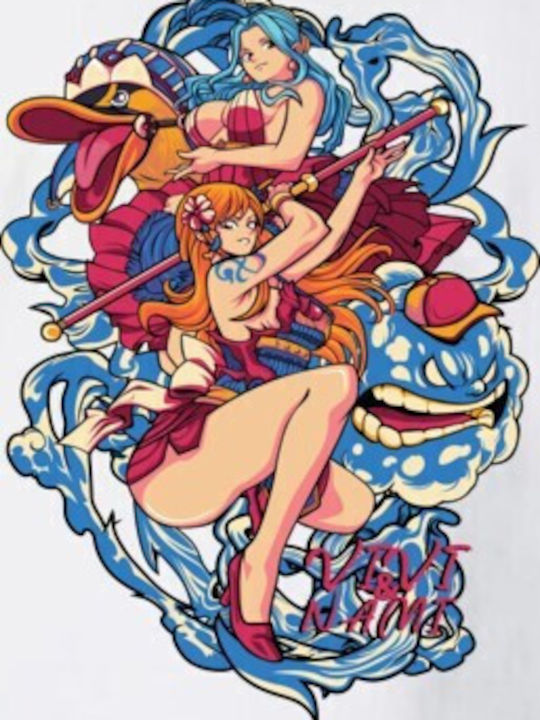 Kinderoberteile T-Shirt Weiß Vivi & Nami One Piece Illustration