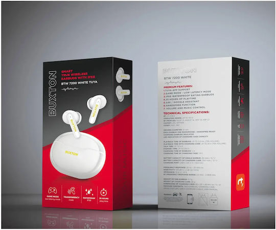 Buxton BTW 7200 TUYA In-ear Bluetooth Handsfree Earphones with Sweat Resistance and Charging Case White