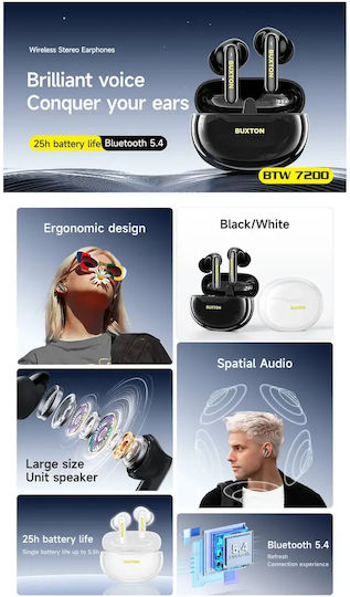 Buxton BTW 7200 TUYA In-ear Bluetooth Handsfree Earphones with Sweat Resistance and Charging Case White