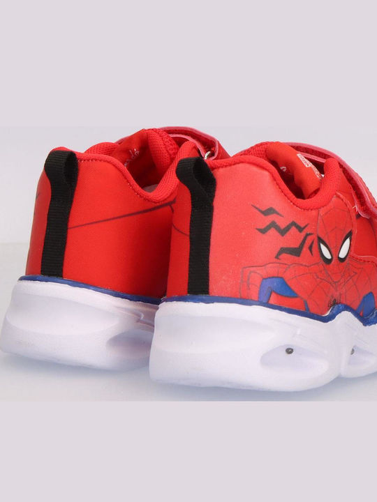 Spiderman Παιδικά Sneakers με Φωτάκια Κόκκινα