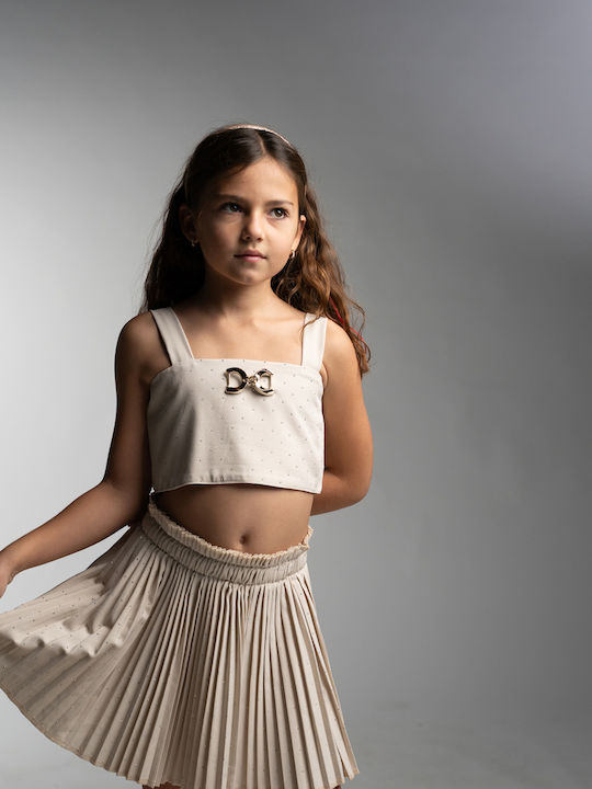 Kids Set with Skirt Summer 2pcs Beige