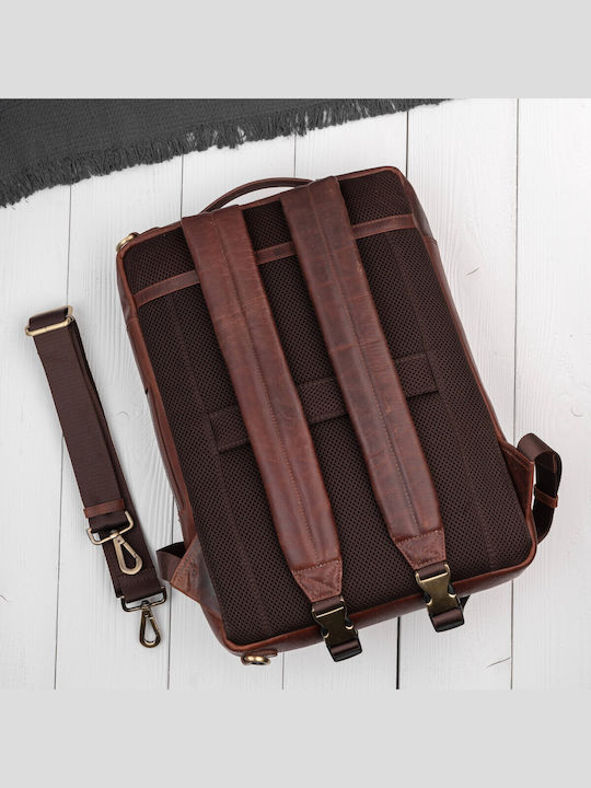 Premium Leather Urban Backpack Work Laptop Cognac Paolo Peruzzi Ay-31-cg