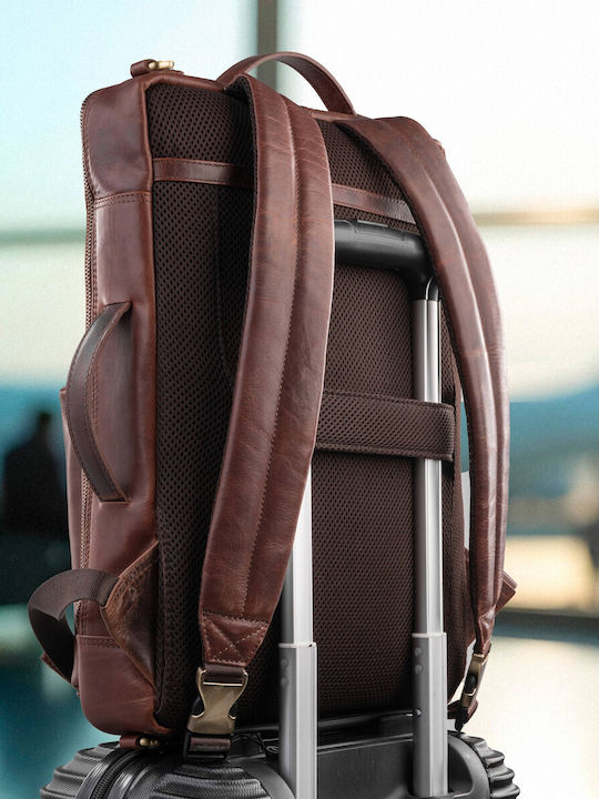 Premium Leather Urban Backpack Work Laptop Cognac Paolo Peruzzi Ay-31-cg