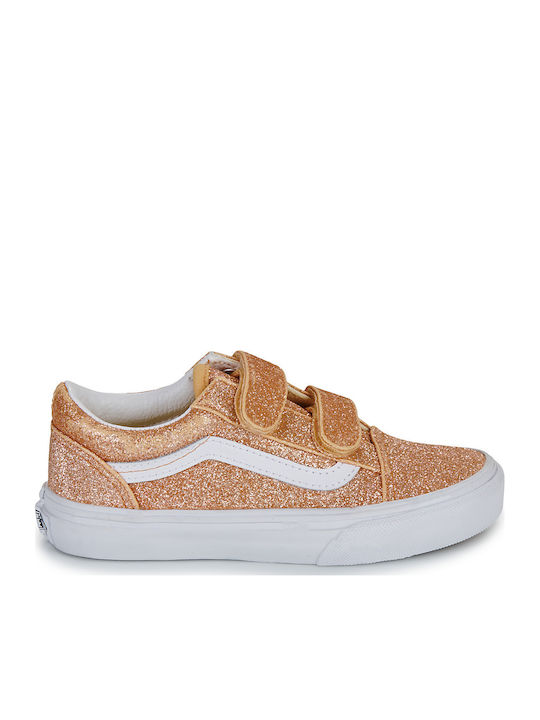 Old Skool V Kids Sneakers with Hoop & Loop Closure Gold