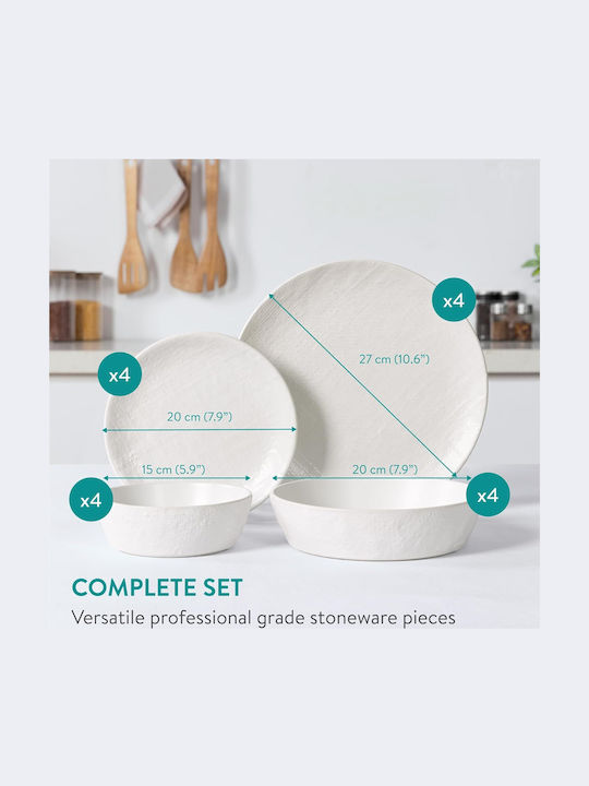 Navaris Alb Ceramică Set de Vase 16buc