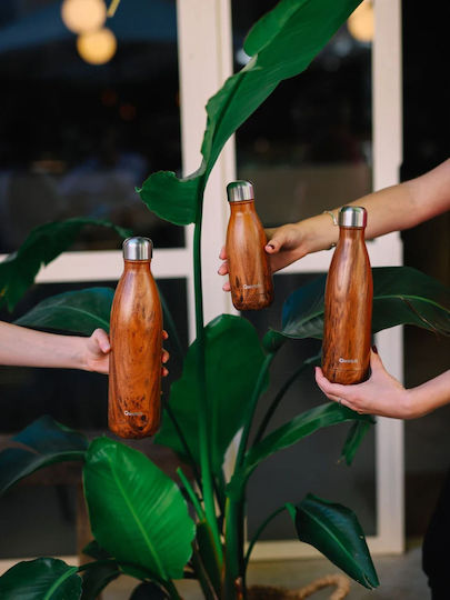 Qwetch Μπουκάλι Θερμός Ανοξείδωτο 500ml Καφέ