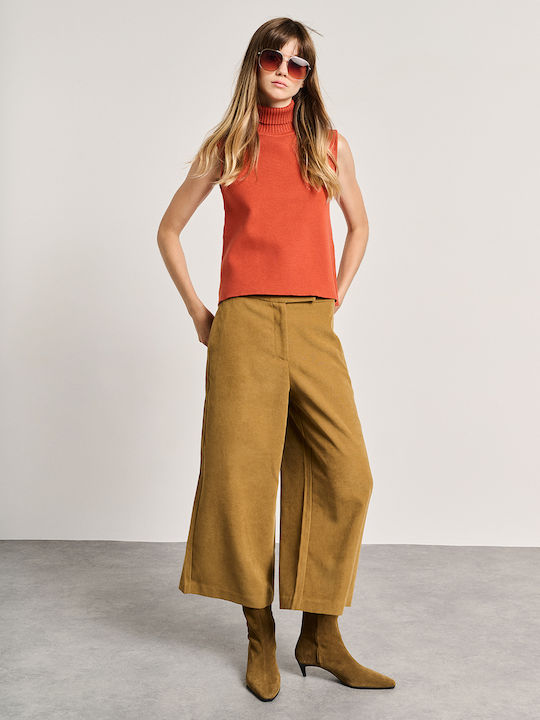 Women's Sleeveless Turtleneck Sweater Burnt Orange 63-207.054.N0086