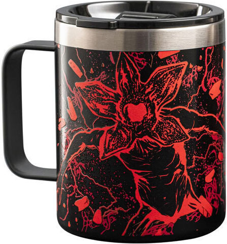 Bialetti Ποτήρι Θερμός Ανοξείδωτο 420ml Λαβή Strainger Things Μαύρη Ανοξείδωτη με Λαβή