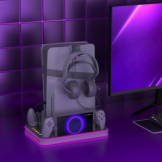 Charging Stand PS5 PS5 Slim & PS Portal Cooling RGB Jys-p5225 Gray