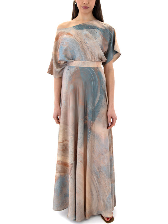 Γυναικείο Oversized T-shirt Καφε- Μπεζ- Μπλε